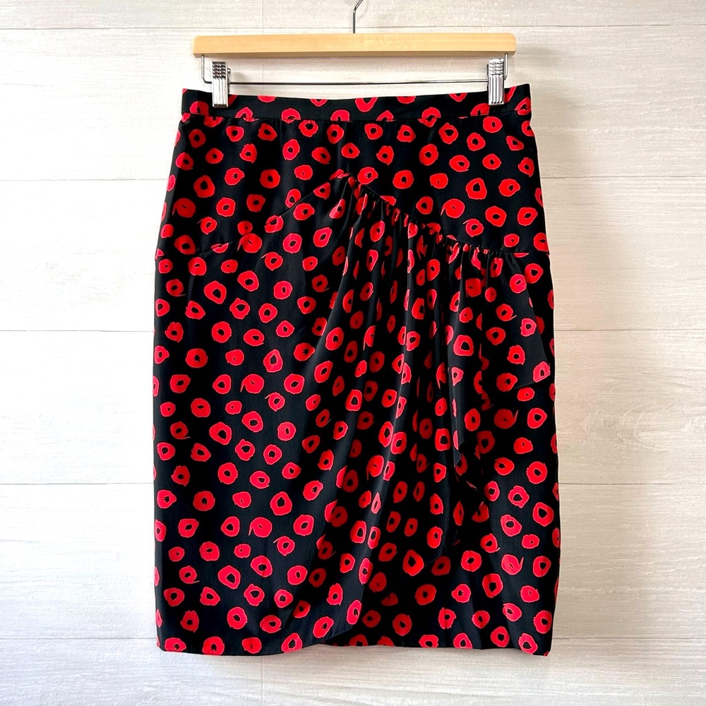 Vintage 80s Ann Lawrence Silk Frill Front Skirt